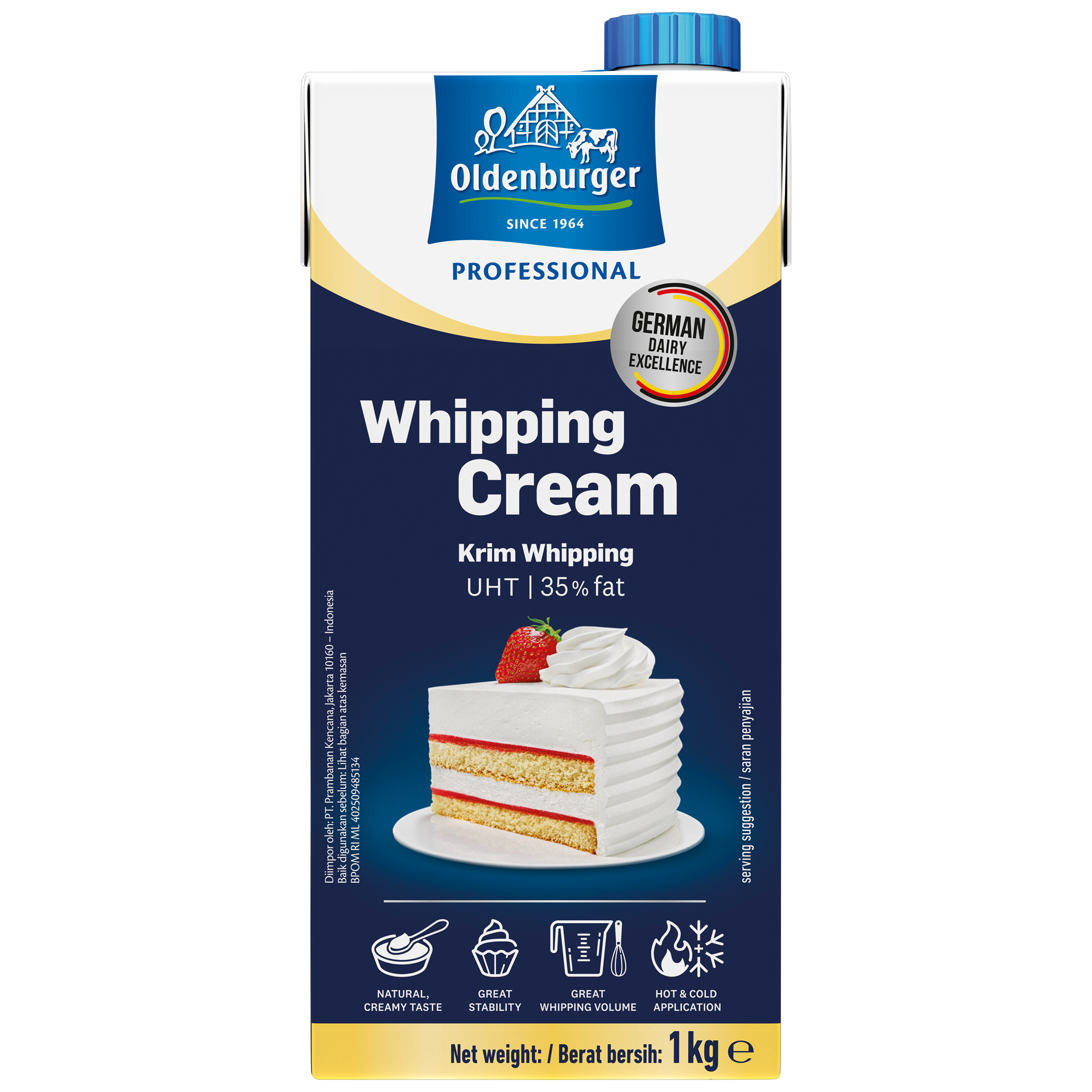 Oldenburger Whipping Cream 35% fat, UHT, 1kg