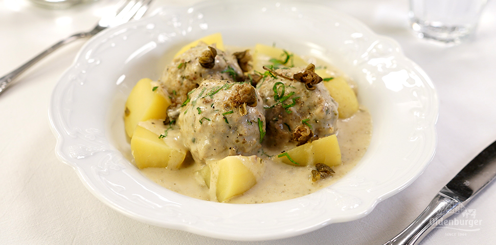 Traditional German - Königsberger Klopse - with Potatoes